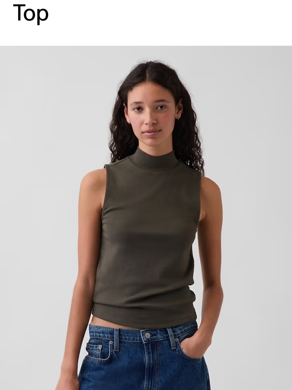 GAP Olive High Neck Sleeveless Tank